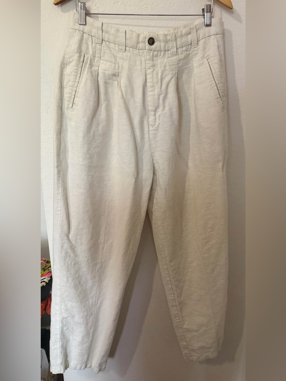 Vintage Mosa Casual Men's Cream Pleated Trousers - 33L